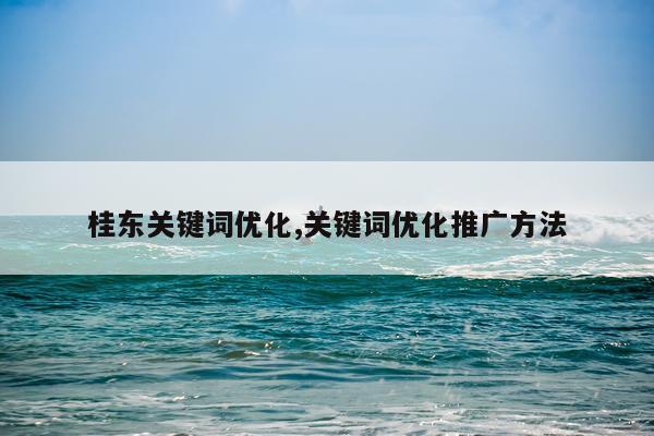 桂东关键词优化,关键词优化推广方法