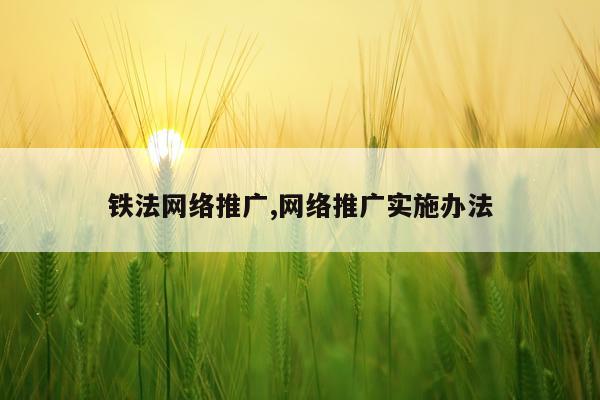 铁法网络推广,网络推广实施办法