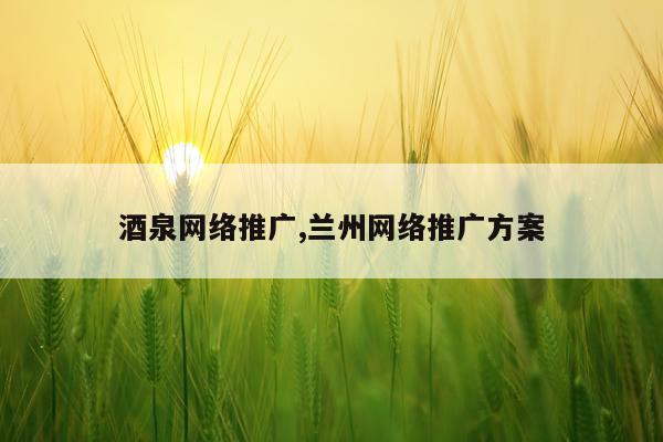 酒泉网络推广,兰州网络推广方案