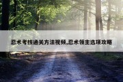 忍术考核通关方法视频,忍术领主选项攻略