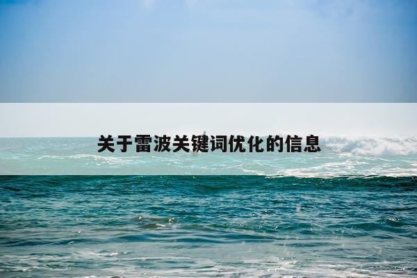 关于雷波关键词优化的信息