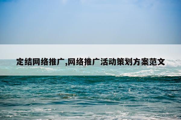 定结网络推广,网络推广活动策划方案范文