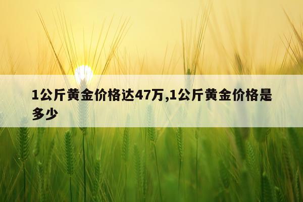 1公斤黄金价格达47万,1公斤黄金价格是多少