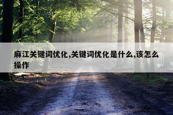 麻江关键词优化,关键词优化是什么,该怎么操作