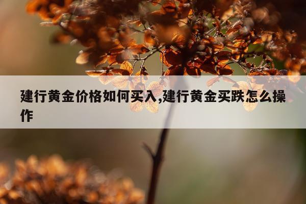 建行黄金价格如何买入,建行黄金买跌怎么操作