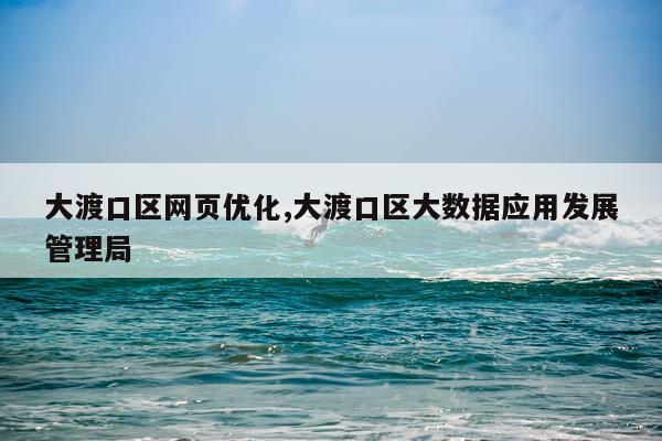 大渡口区网页优化,大渡口区大数据应用发展管理局