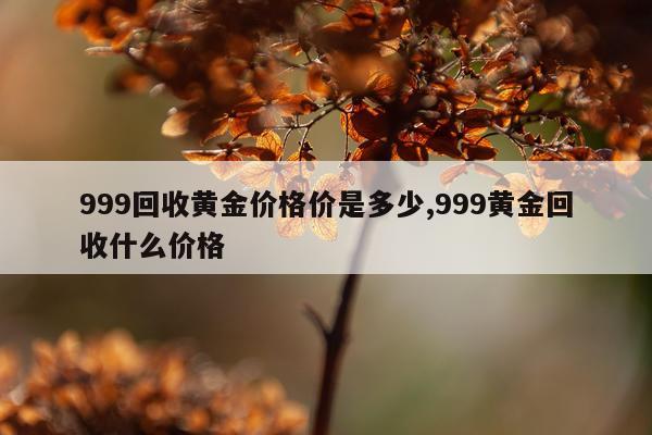 999回收黄金价格价是多少,999黄金回收什么价格