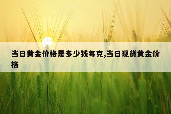 当日黄金价格是多少钱每克,当日现货黄金价格