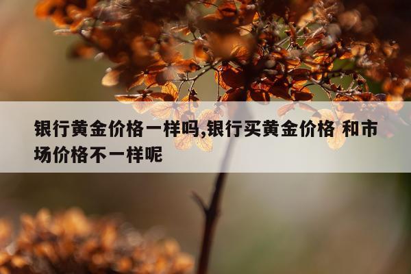 银行黄金价格一样吗,银行买黄金价格 和市场价格不一样呢