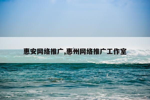 惠安网络推广,惠州网络推广工作室