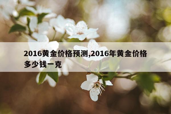 2016黄金价格预测,2016年黄金价格多少钱一克