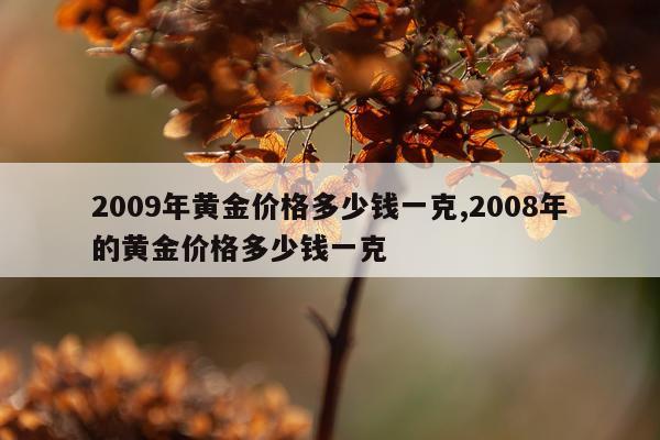 2009年黄金价格多少钱一克,2008年的黄金价格多少钱一克