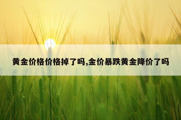 黄金价格价格掉了吗,金价暴跌黄金降价了吗