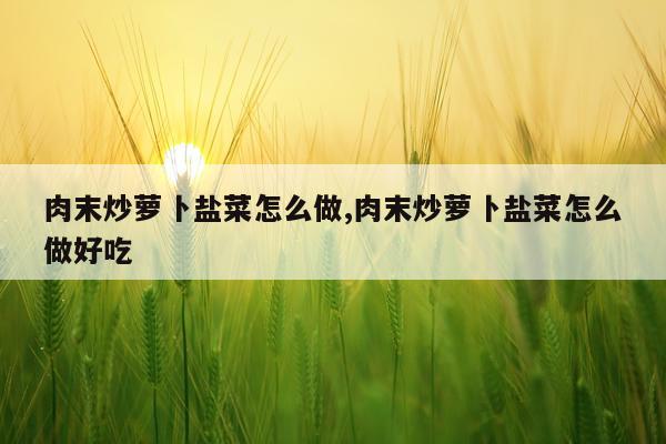 肉末炒萝卜盐菜怎么做,肉末炒萝卜盐菜怎么做好吃
