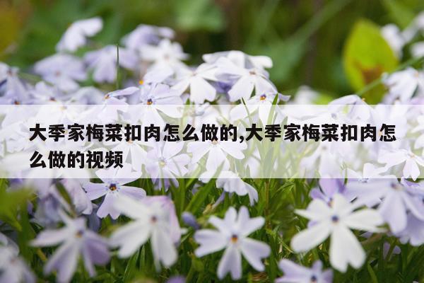 大季家梅菜扣肉怎么做的,大季家梅菜扣肉怎么做的视频