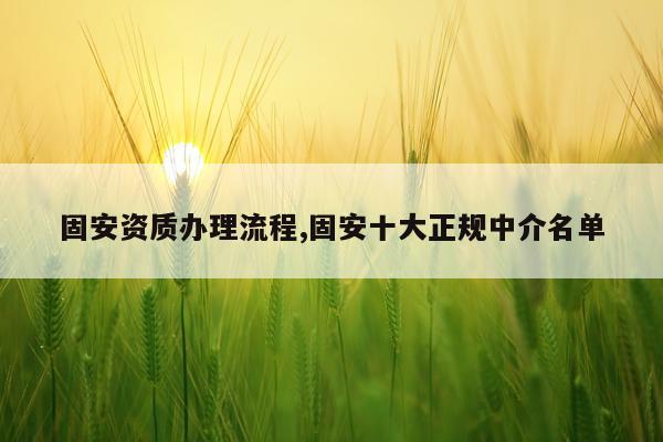 固安资质办理流程,固安十大正规中介名单