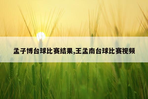孟子博台球比赛结果,王孟南台球比赛视频