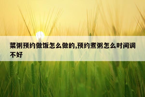 菜粥预约做饭怎么做的,预约煮粥怎么时间调不好