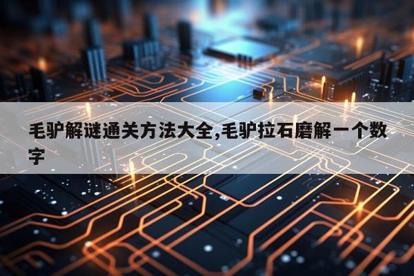毛驴解谜通关方法大全,毛驴拉石磨解一个数字