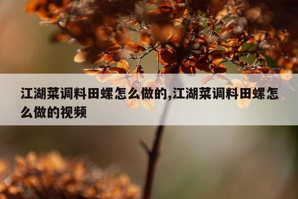 江湖菜调料田螺怎么做的,江湖菜调料田螺怎么做的视频