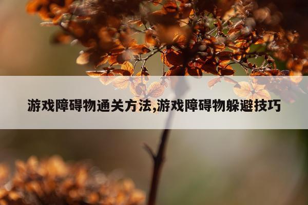 游戏障碍物通关方法,游戏障碍物躲避技巧