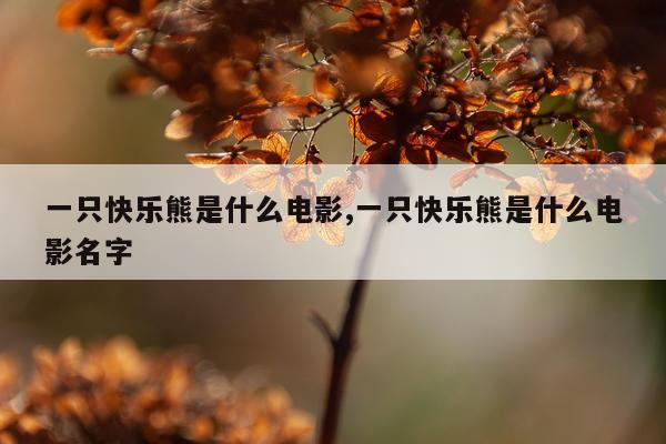 一只快乐熊是什么电影,一只快乐熊是什么电影名字
