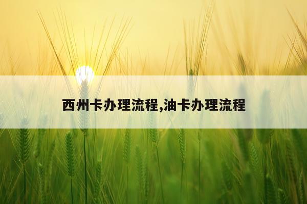 西州卡办理流程,油卡办理流程